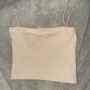 ZARA ribbed tan crop top